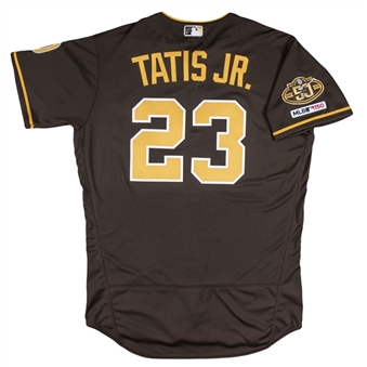 2019 Fernando Tatis Jr. Rookie Game Used San Diego Padres Brown Alternate Jersey Used On 6/28/19 For Career Home Run #10 (MLB Authenticated)